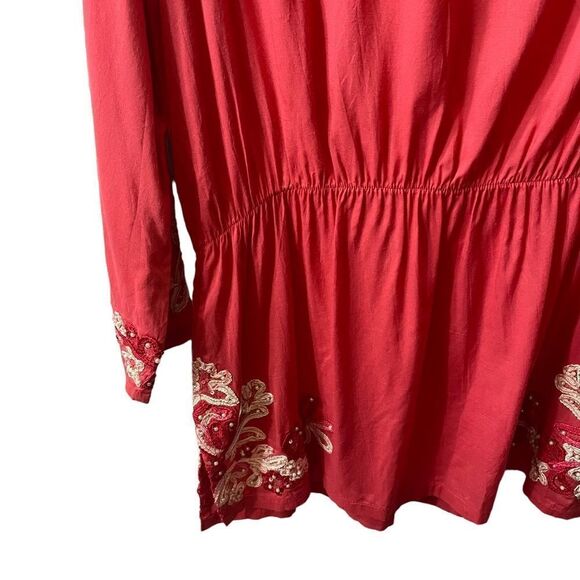 Soft Surrounding Floral Crush Beaded Embroidered Boho Tunic Embellished Top NWT - Picture 12 of 14